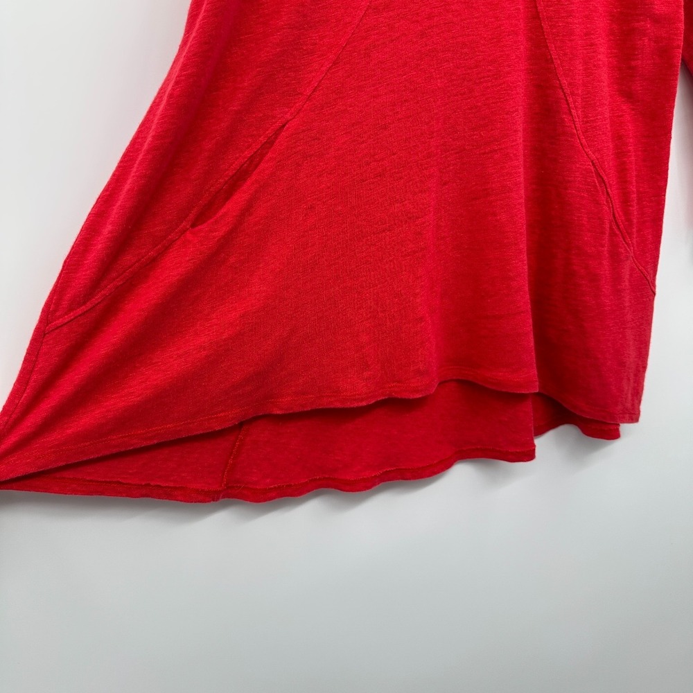 Habitat Top Shirt Blouse Size XL Red 100% Linen Stretch Pockets 3/4 Sleeves Boho - Picture 6 of 12